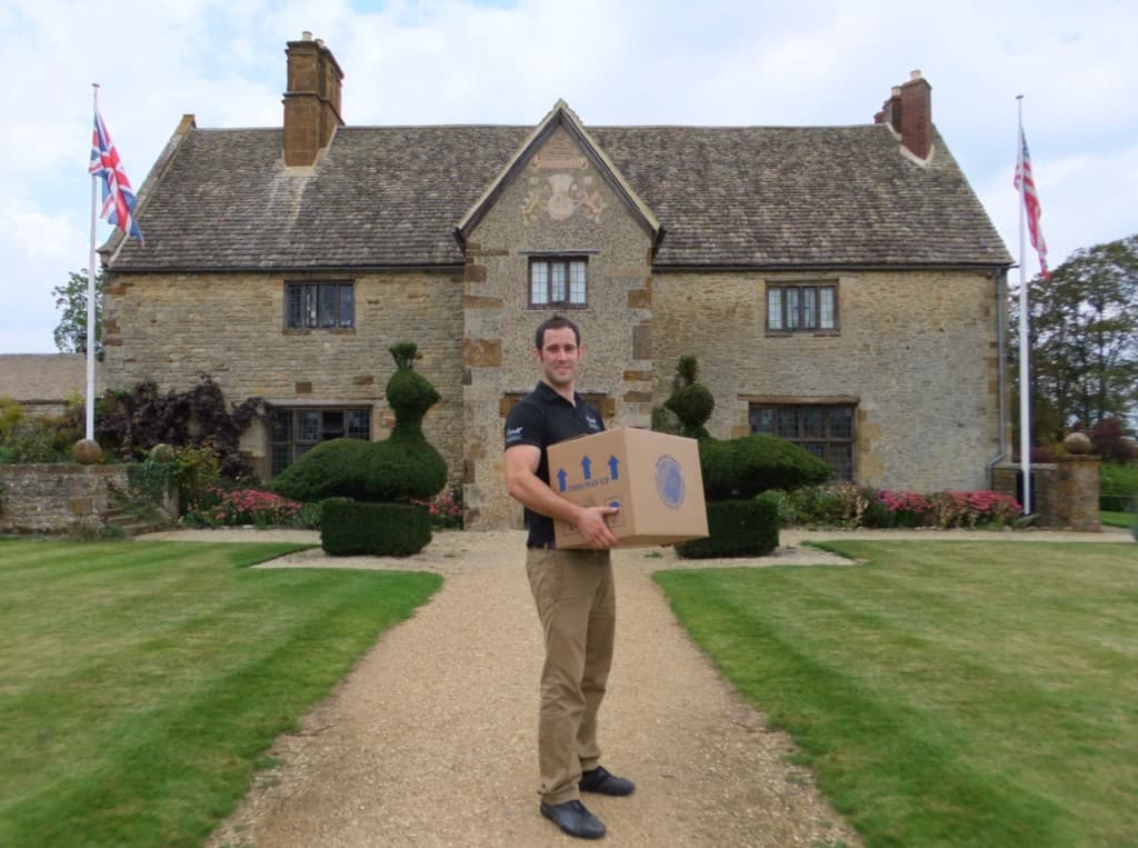 Joe undertaking a house move at Sulgrave Manor, Northamptonshire